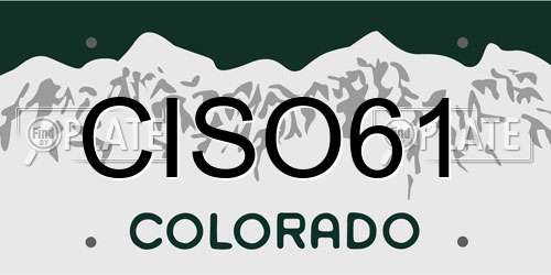 CISO61 Colorado License Plate