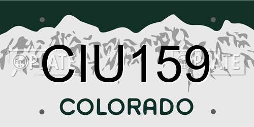 CIU159 Colorado License Plate