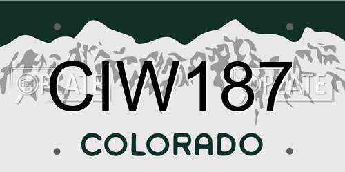 CIW187 Colorado License Plate