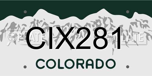 CIX281 Colorado License Plate