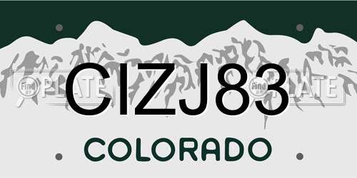CIZJ83 Colorado License Plate