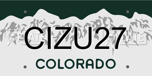 CIZU27 Colorado License Plate