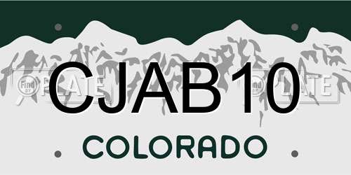 CJAB10 Colorado License Plate