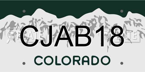 CJAB18 Colorado License Plate