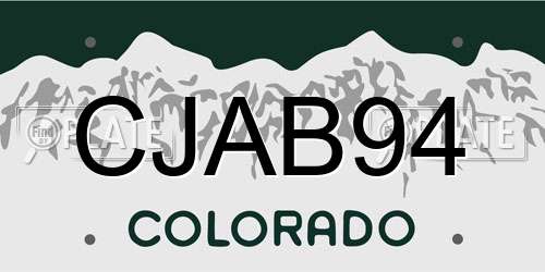 CJAB94 Colorado License Plate