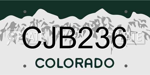 CJB236 Colorado License Plate