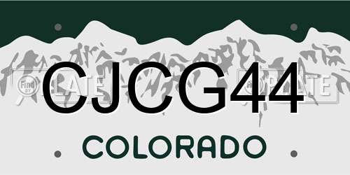 CJCG44 Colorado License Plate