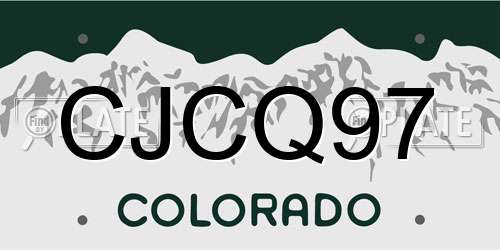 CJCQ97 Colorado License Plate