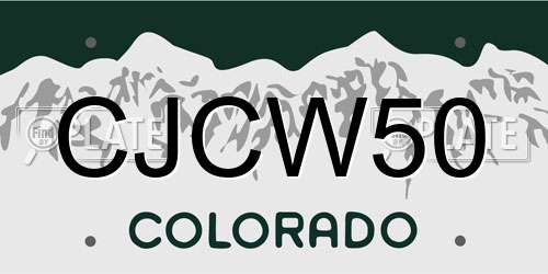 CJCW50 Colorado License Plate