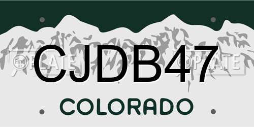 CJDB47 Colorado License Plate