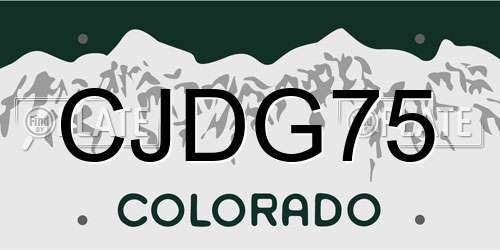 CJDG75 Colorado License Plate