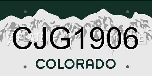 CJG1906 Colorado License Plate