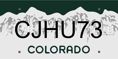 CJHU73 Colorado License Plate