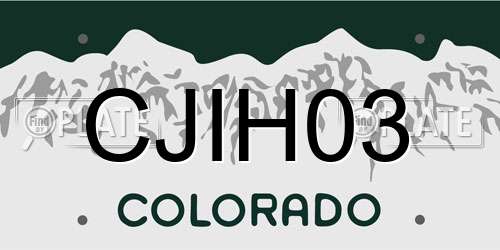CJIH03 Colorado License Plate