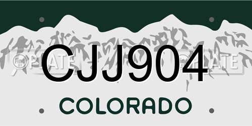CJJ904 Colorado License Plate