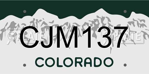 CJM137 Colorado License Plate