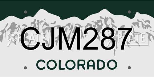 CJM287 Colorado License Plate