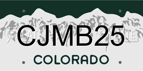 CJMB25 Colorado License Plate