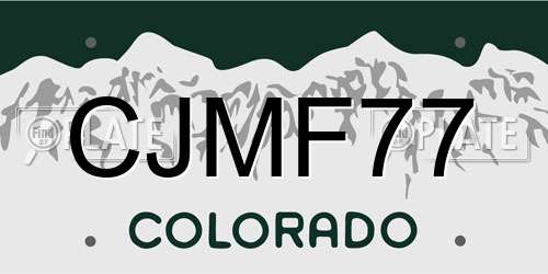 CJMF77 Colorado License Plate
