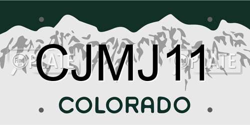 CJMJ11 Colorado License Plate