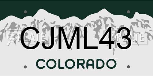 CJML43 Colorado License Plate