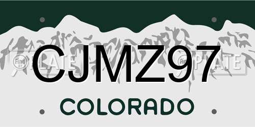CJMZ97 Colorado License Plate