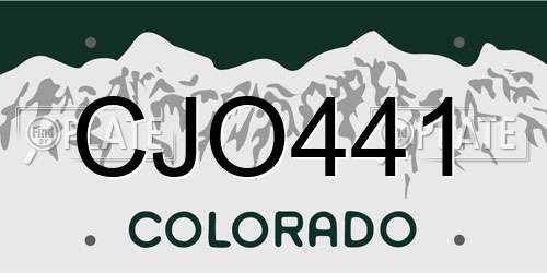 CJO441 Colorado License Plate