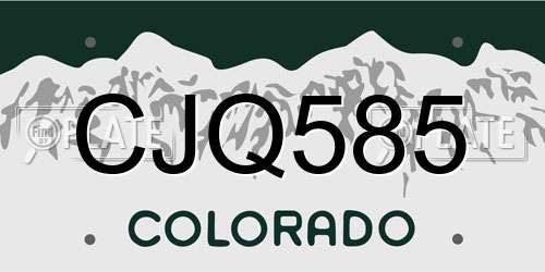 CJQ585 Colorado License Plate