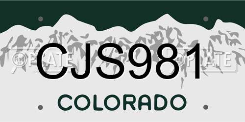 CJS981 Colorado License Plate