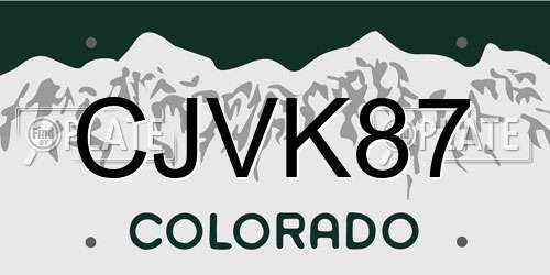 CJVK87 Colorado License Plate