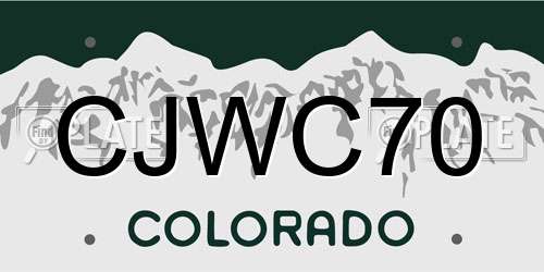 CJWC70 Colorado License Plate