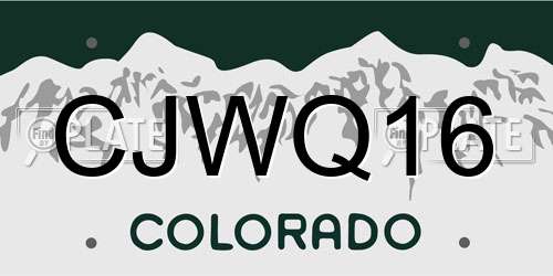 CJWQ16 Colorado License Plate