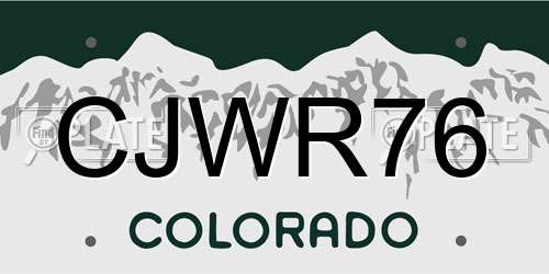 CJWR76 Colorado License Plate