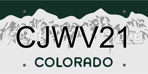 CJWV21 Colorado License Plate
