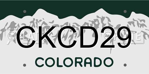 CKCD29 Colorado License Plate
