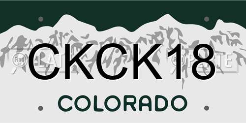 CKCK18 Colorado License Plate