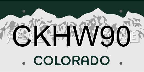 CKHW90 Colorado License Plate