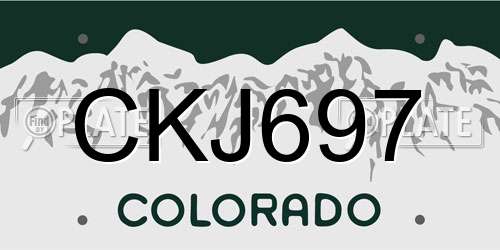 CKJ697 Colorado License Plate