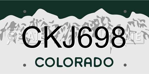 CKJ698 Colorado License Plate
