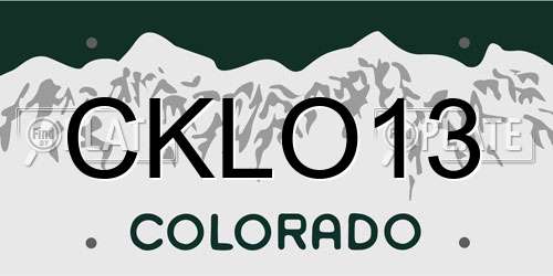CKLO13 Colorado License Plate