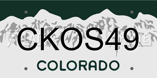 CKOS49 Colorado License Plate