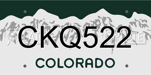CKQ522 Colorado License Plate