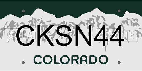 CKSN44 Colorado License Plate