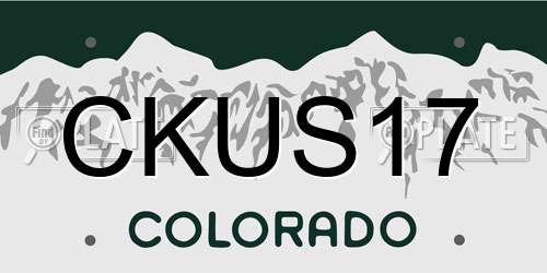 CKUS17 Colorado License Plate