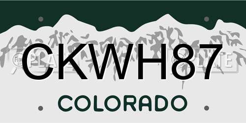 CKWH87 Colorado License Plate