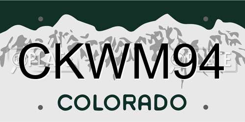 CKWM94 Colorado License Plate