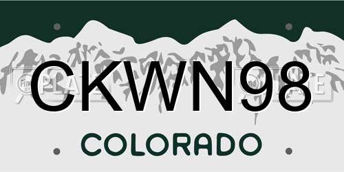 CKWN98 Colorado License Plate