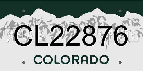 CL22876 Colorado License Plate