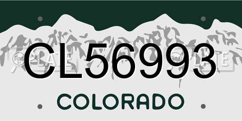 CL56993 Colorado License Plate