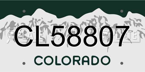 CL58807 Colorado License Plate